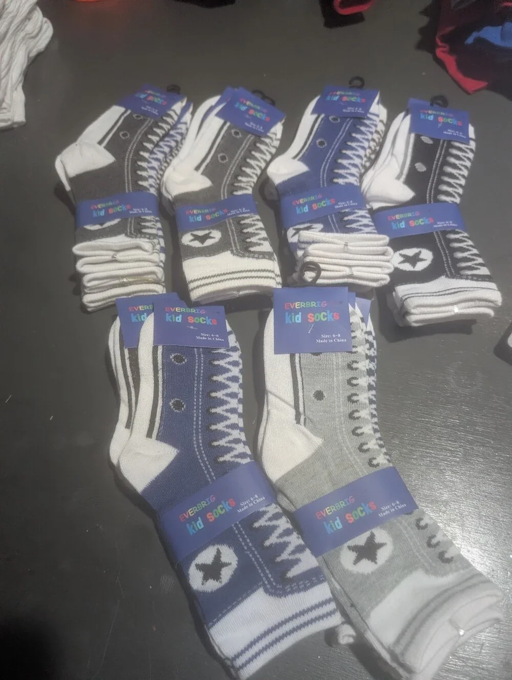 Everbright Kids Socks Size 6-8 (18 Pairs Total) New